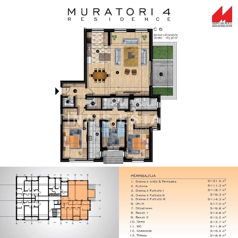 Banesë 183.38 m2 në "Rrugën A"