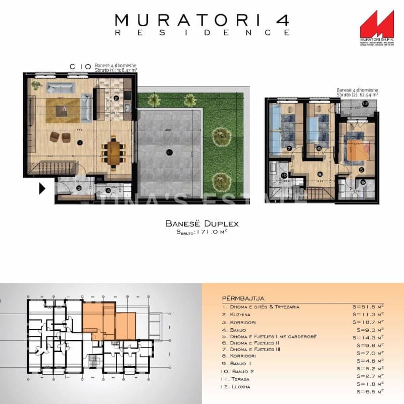 Banesë Duplex 171.0 m2 në "Rrugën A"