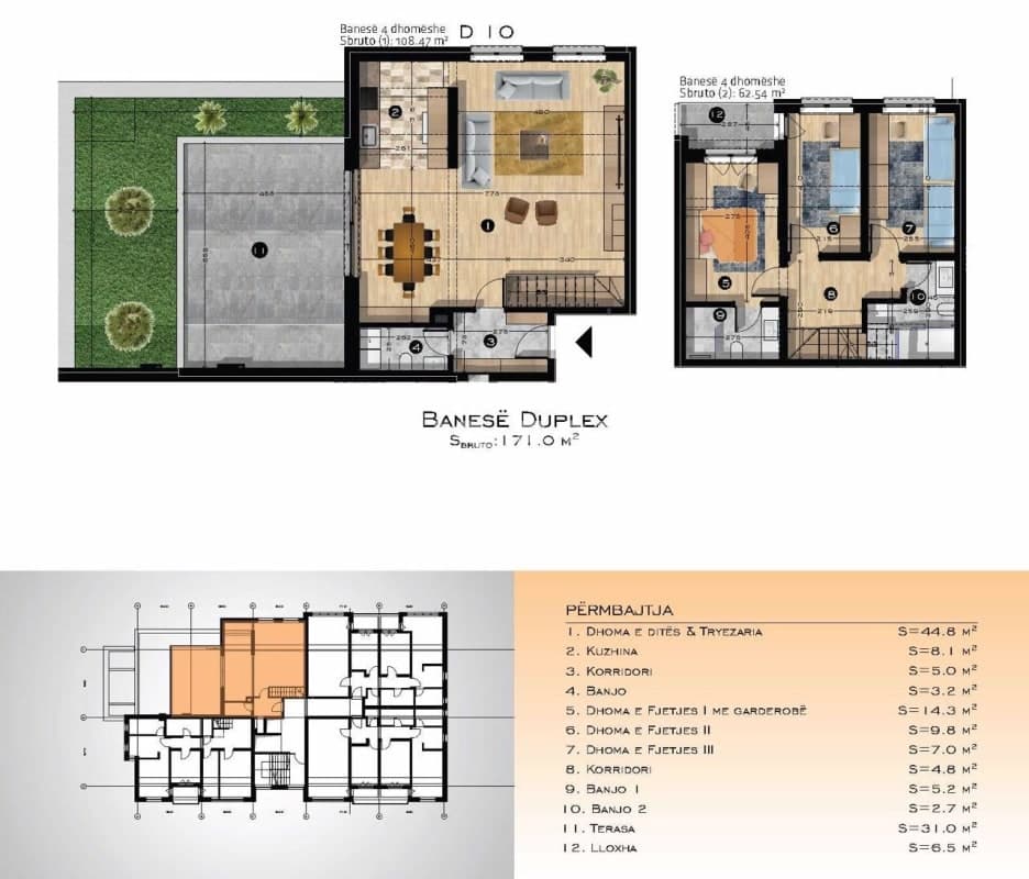 Banesë Duplex 171.0 m2 në "Rrugën A"