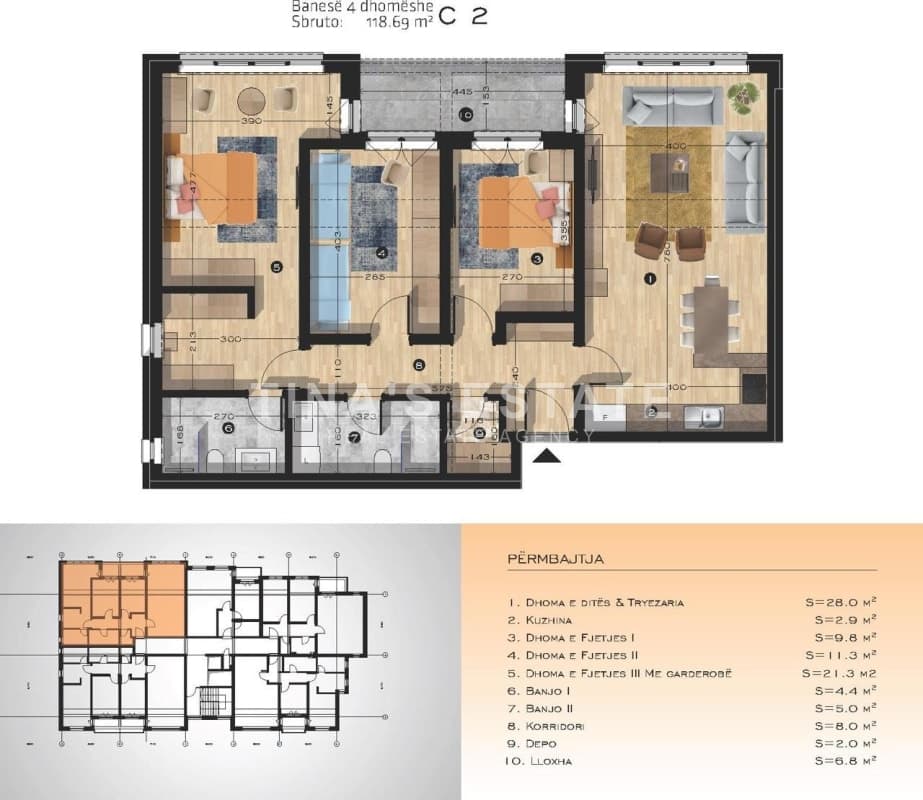 Banesë 118.69 m2 në "Rrugën A"