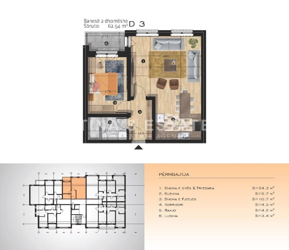 Banesë 62.54m² në "Rrugën A"